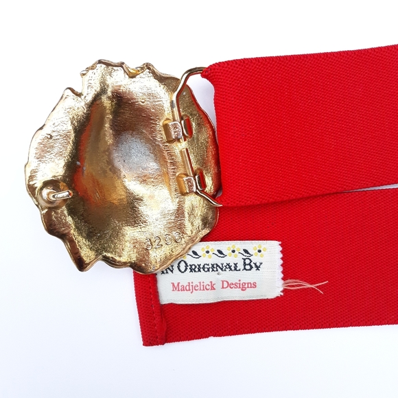 Vintage Red Belt with Golden Lion Heads main image 7